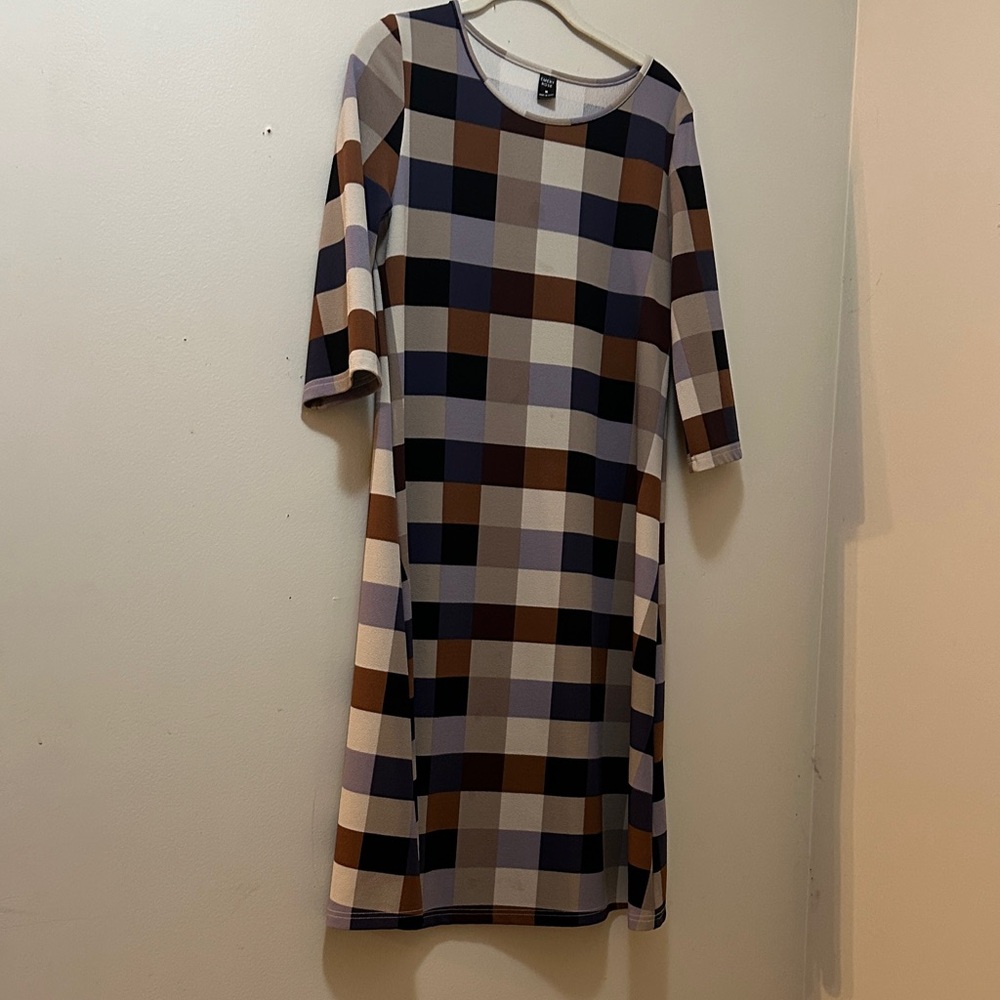 Elegant Long Sleeve Plaid Dress